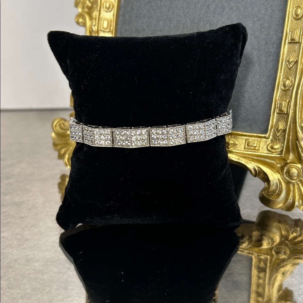Vintage Sterling Silver Bracelet Studded with Cubic Zirconia